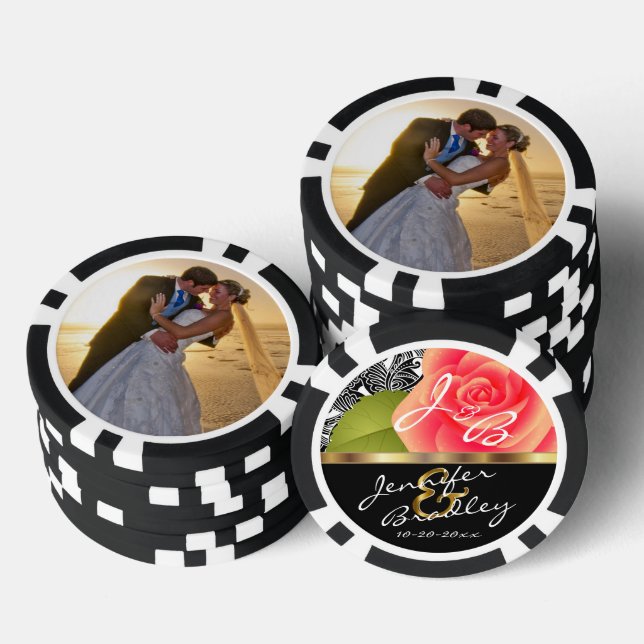 Rose von Braut- und Korallenbäumen Hochzeitsdesign Pokerchips (Stapel)
