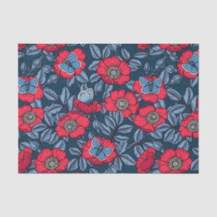 Rose von Hunden und Schmetterlinge in blau und rot Seidenpapier