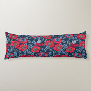 Rose von Hunden und Schmetterlinge in blau und rot Seitenschläferkissen