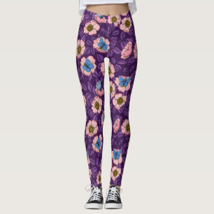 Rose von Hunden und Schmetterlinge in rosa und lil Leggings
