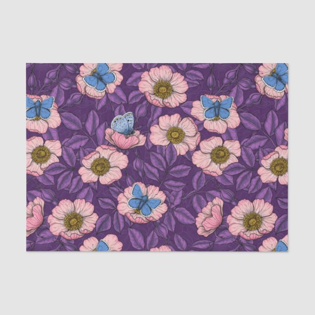 Rose von Hunden und Schmetterlinge in rosa und lil Seidenpapier (Vorderseite)