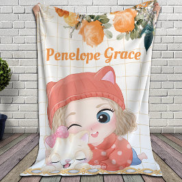 Rose von Mädchen und Katzen Orange + Individuelle  Sherpadecke