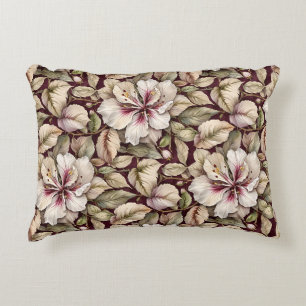 Rose von Sharon über Burgund-Floral-Rug Dekokissen