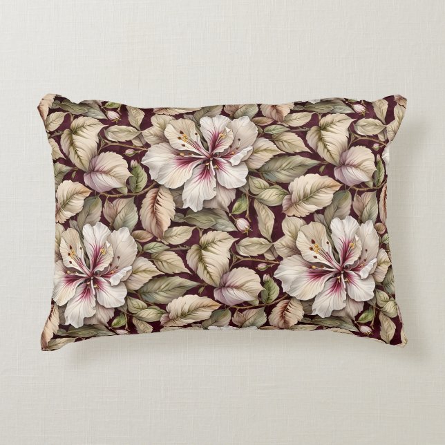 Rose von Sharon über Burgund-Floral-Rug Dekokissen (Vorderseite)