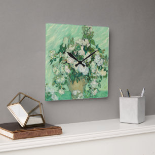 Rose von Vincent Van Gogh Quadratische Wanduhr