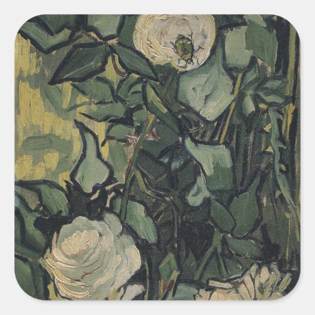 Rose von Vincent Van Gogh Quadratischer Aufkleber (Vorderseite)