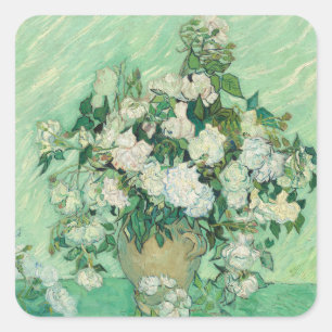 Rose von Vincent Van Gogh Quadratischer Aufkleber