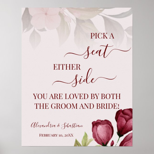 Rose wählen beiderseitige Hochzeitszeichen aus Poster (Vorne)