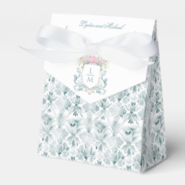 Rose Wappen mit Bow | Monografische Hochzeit Geschenkschachtel (Vorderseite)