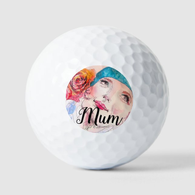 Rose Wasserfarbe Blume Ma Golf Golfball (Vorderseite)