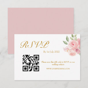 ROSE Wasserfarbe QR-Code RSVP Karte