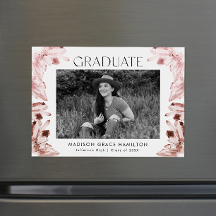 Rose Wasserfarbe Quarz Kristalle Foto Abschluss Magneteinladung