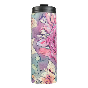 Rose Wasserfarbe Thermosbecher