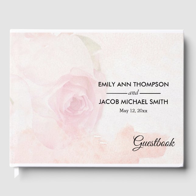 Rose Wasserfarbe | Wedding Guest Book Gästebuch (Vorderseite)