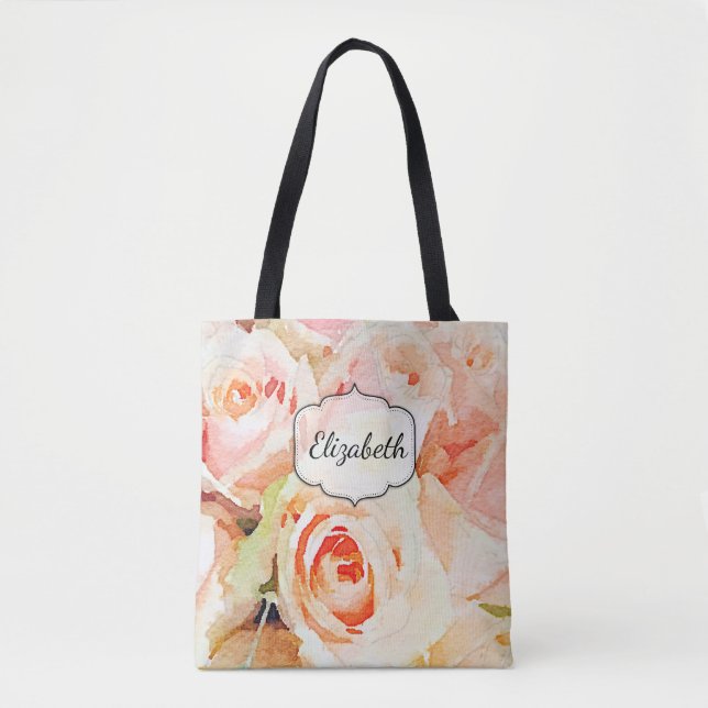 Rose Wasserfarbe zeichnen Tasche (Vorderseite)