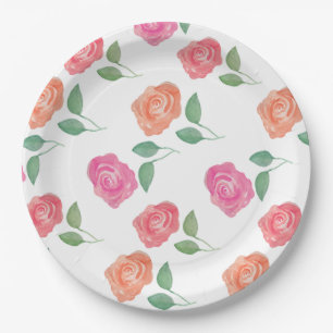 Rose Wasserfarben Pappteller