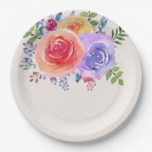 Rose Wasserfarben Pappteller
