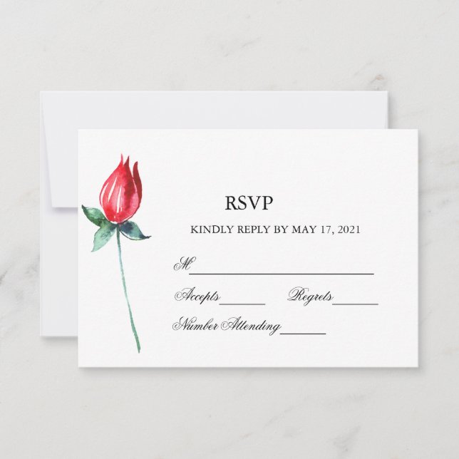 Rose Wasserfarbenfrohe Hochzeit RSVP Karte (Vorderseite)
