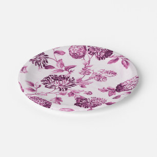 Rose Water Pink Floral Toile Nr. 2 Pappteller