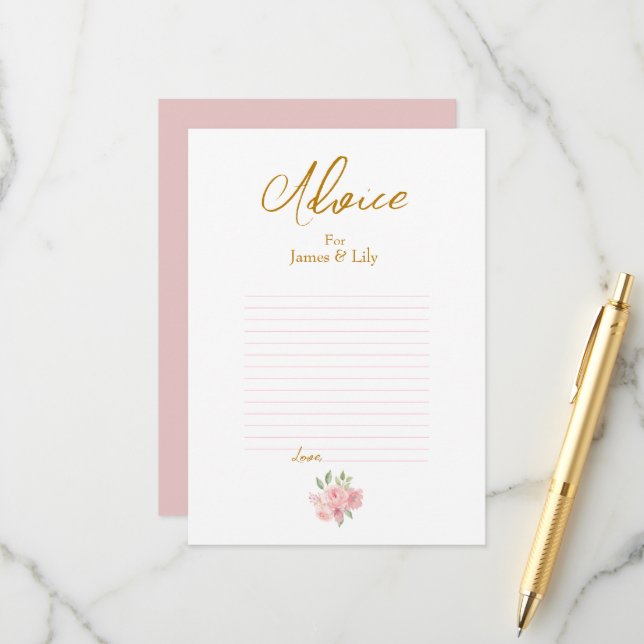 ROSE Watercolor Hochzeit Hinweiskarte (Vorderseite/Rückseite Beispiel)