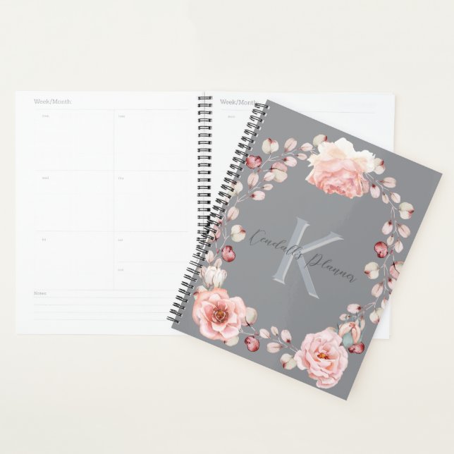 Rose Watercolor Personalisiert | Grau Planer (Anzeige)