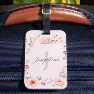 Rose Watercolor Personalisiert   Pink Gepäckanhänger