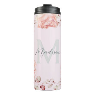 Rose Watercolor Personalisiert   Pink Thermosbecher