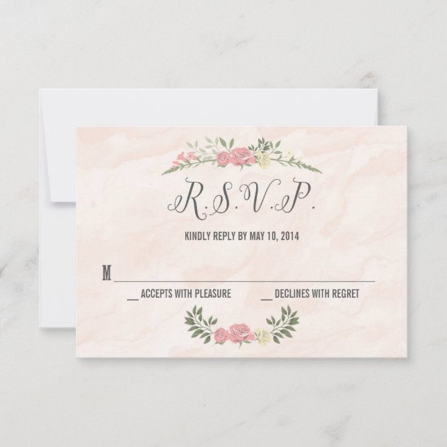 Rose Watercolor Wedding RSVP Card (Vorderseite)