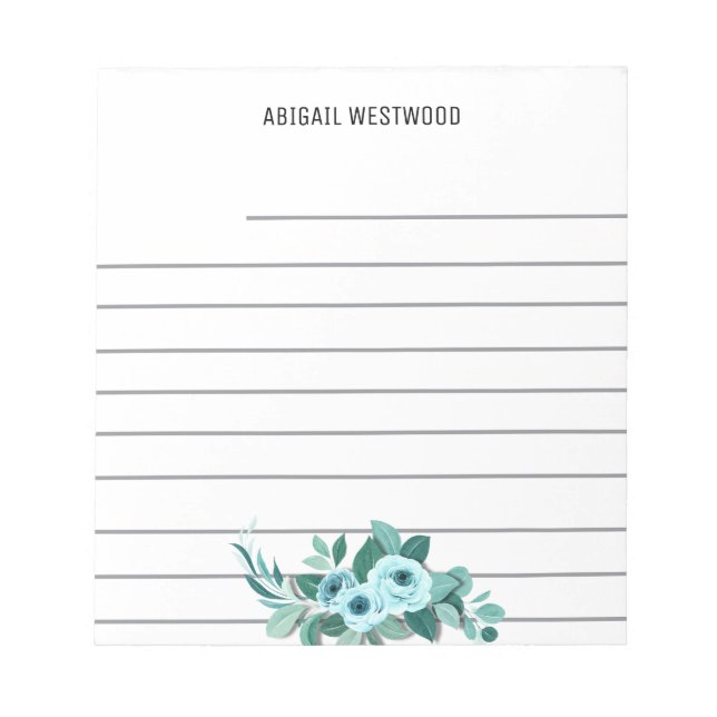 Rose watercolour  Mom Personalized Name  Notizblock (Vorderseite)