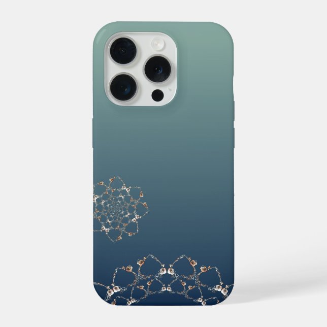 Rose Web Gradient Blue iPhone 15 Pro Hülle (Rückseite)