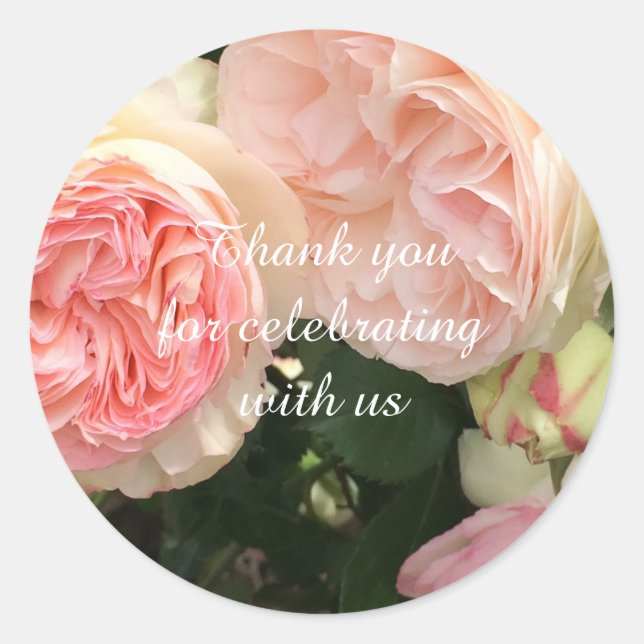 Rose Wedding Vielen Dank Runder Aufkleber (Vorderseite)