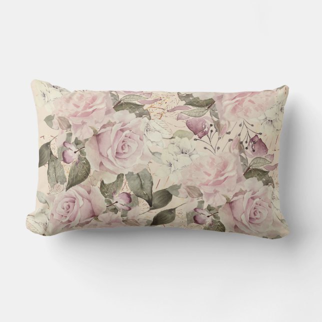 Rose Weichrosa und Cremegoldleaf Lendenkissen (Vorderseite)