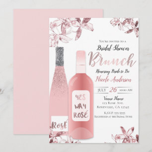 Rosé-Wein & Orchideen-Blumen-Brunch-Frühstück Einladung
