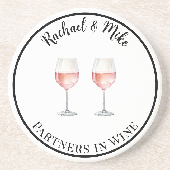 Rosé-Wein trinken Partner  Getränkeuntersetzer (Vorne)
