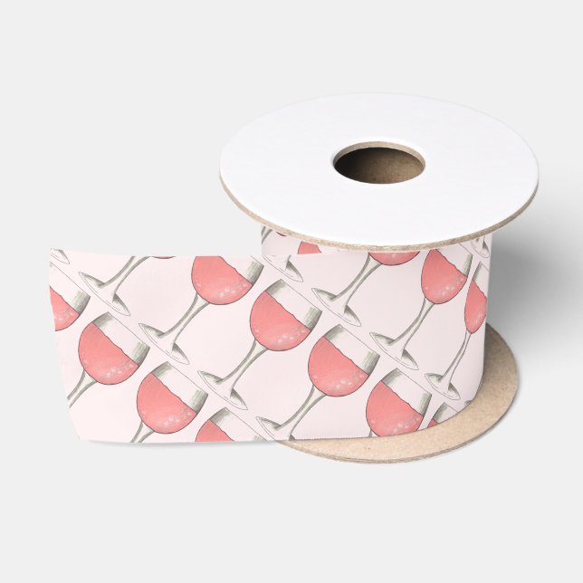 Rosé Weinglas Rosa Rosa Blush Zinfandel Print Satinband (Spule)