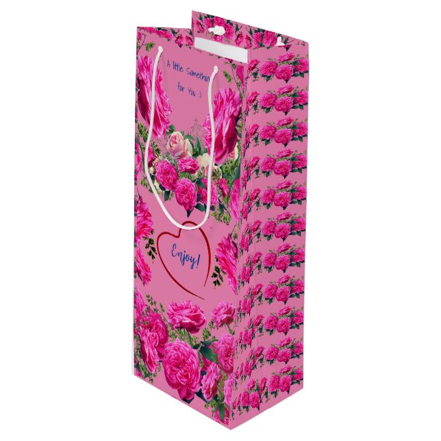 Rose - Weinüberraschung Weinbeutel Geschenktüte Für Weinflaschen (Vorderseite Schrägansicht)