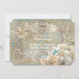 Rose Weiß - Einladungskarte für Hochzeiten