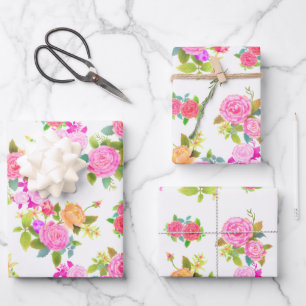 Rose Weiß. Geschenkpapier Set