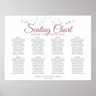Rose & White Elegante 8 Tafelübersicht Poster