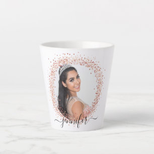 Rose White Foto Glitzer Namensskript Milchtasse