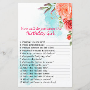 Rose Wie gut kennst du das Geburtstagsmädchen?