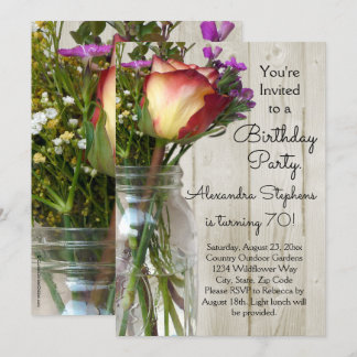 Rose Wildblumen Blumenfrauen Geburtstagsparty Einladung