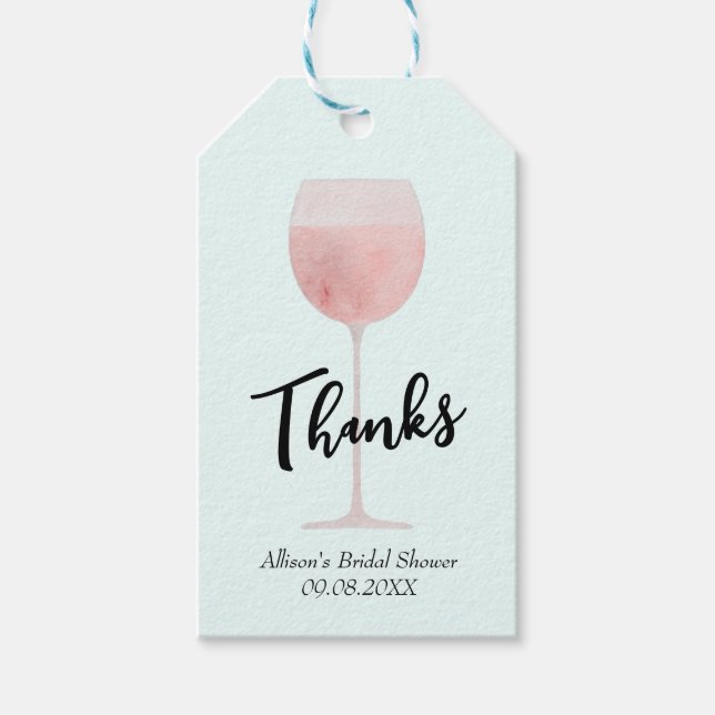 Rosé Wine Glass Brautparty Vielen Dank Geschenkanhänger (Vorderseite)