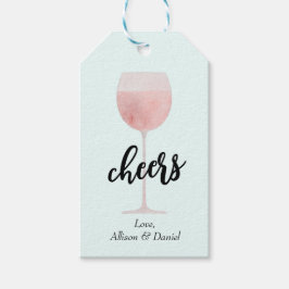 Rosé Wine Glass Cheers Wedding oder Dusche Gefalle Geschenkanhänger