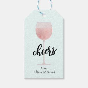 Rosé Wine Glass Cheers Wedding oder Dusche Gefalle Geschenkanhänger