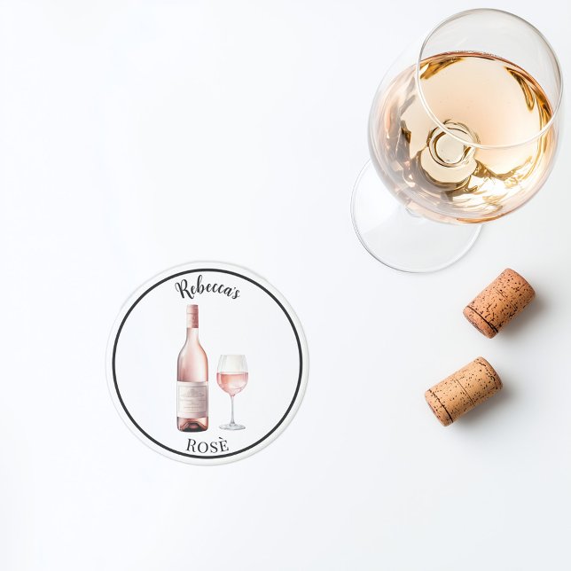 Rosé Wine Lover Untersetzer - Personalisierter Wei (personalized rosé wine coaster custom name)