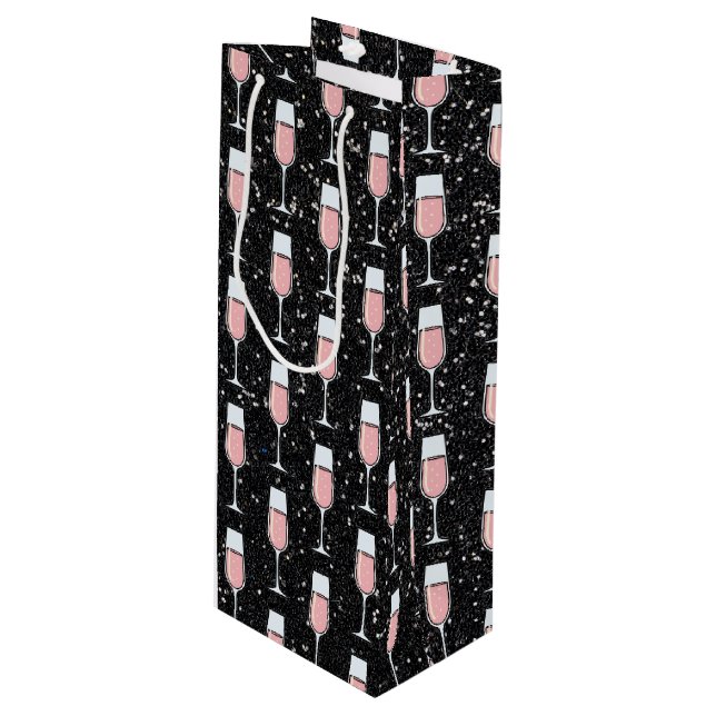 Rose Wine Pattern Geschenktüte Für Weinflaschen (Vorderseite Schrägansicht)