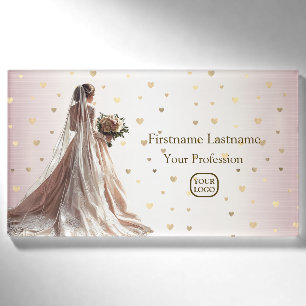 Rose Winter Hochzeit Braut Golden Glänzendes Herz  Namenschild