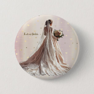 Rose Winter Wedding Bride Golden Shiny Party Button