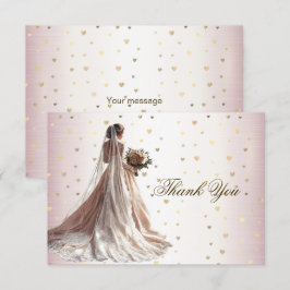 Rose Winter Wedding Bride Golden Shiny Party Dankeskarte